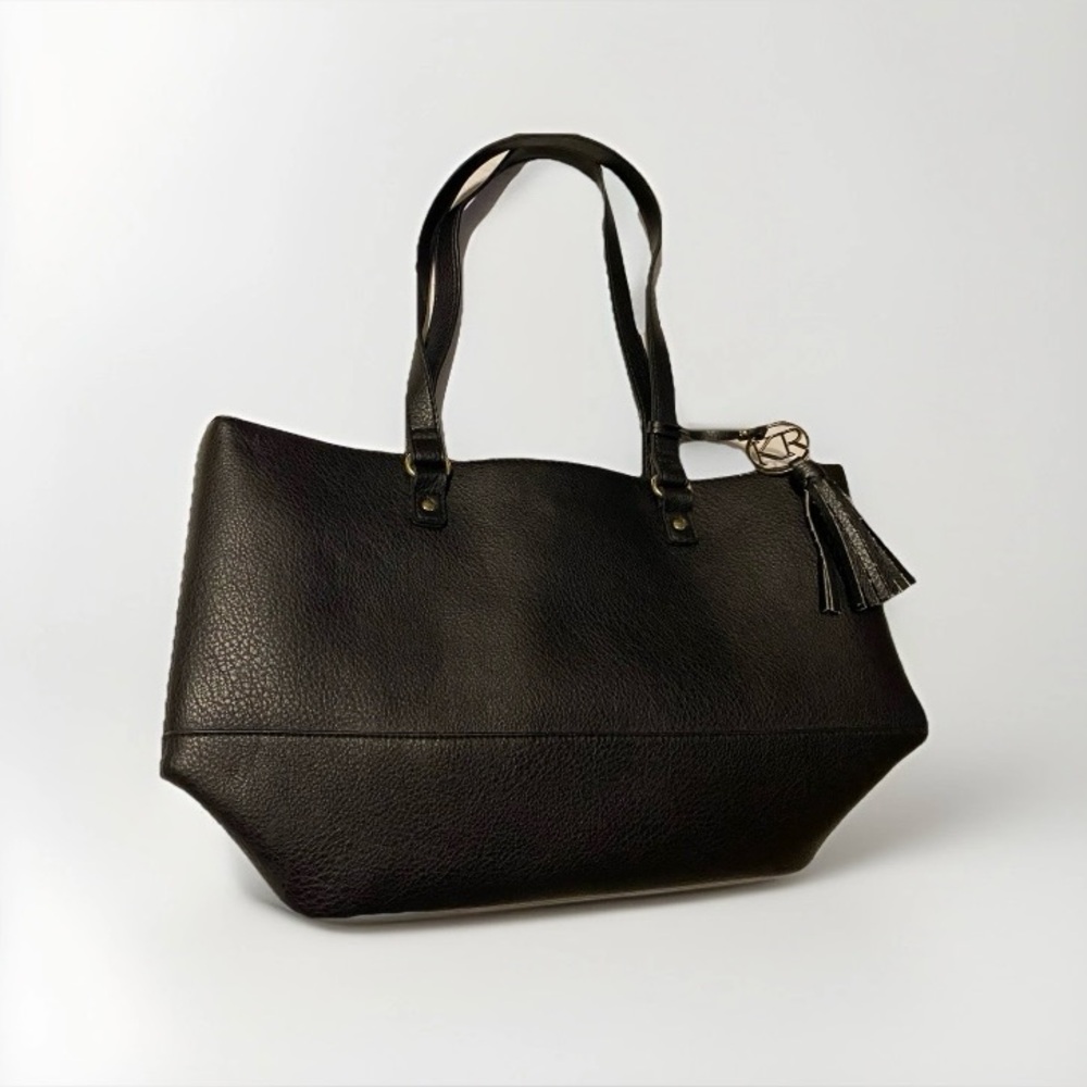 Kim Rogers black minimalist tassel satchel bag